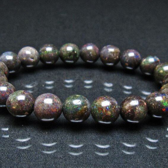 ブラックオパール ブレスレット 10mm 一点物 111-37968