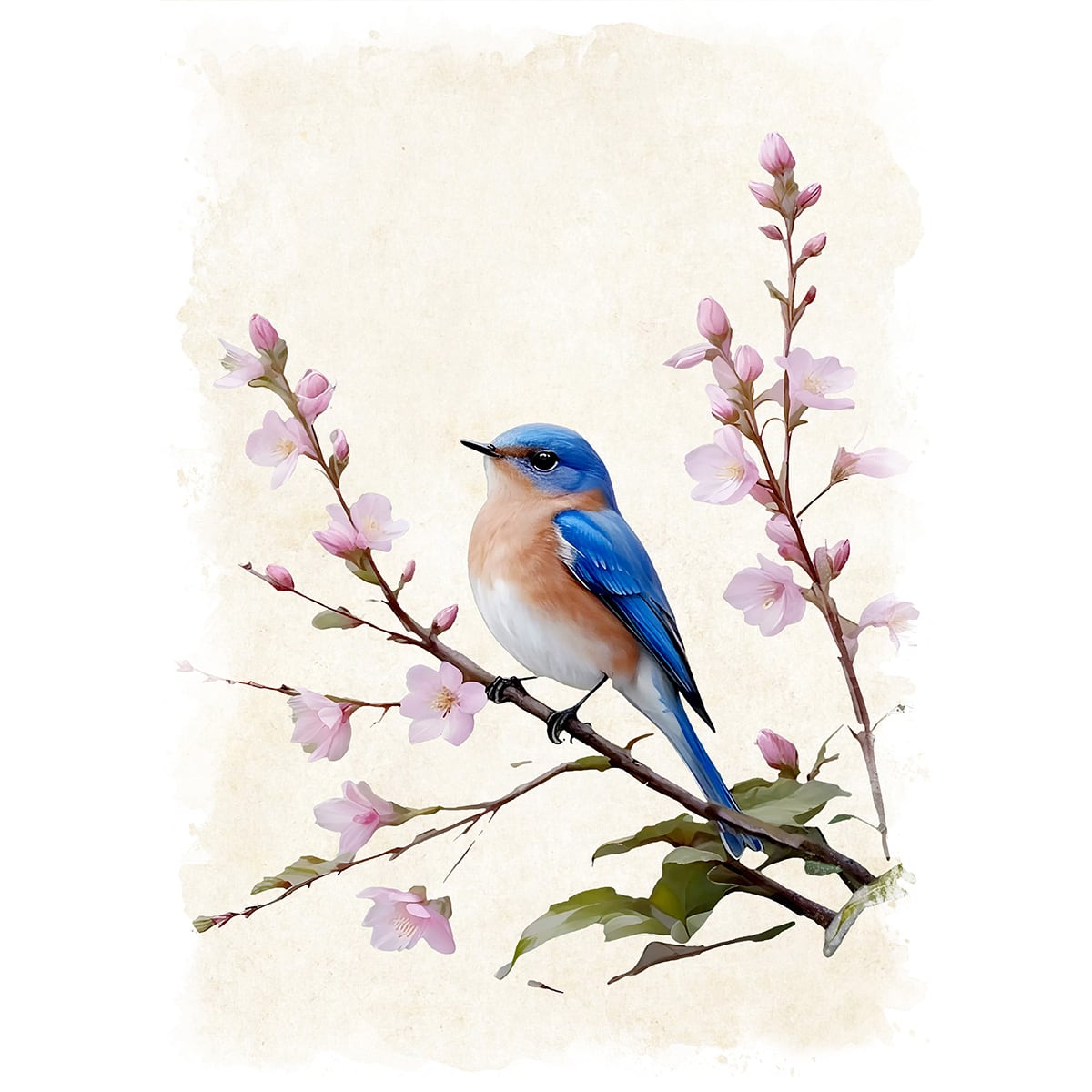 絵画 動物 鳥 ルリビタキ インテリアアート額付き 水彩画・油絵風
