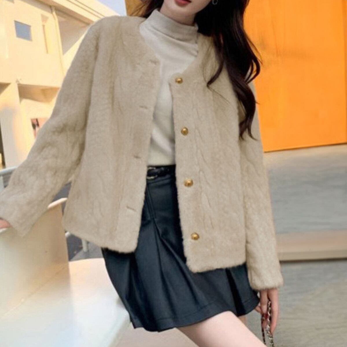 フェイクファー ジャケット ノーカラー レディース 秋冬 防寒 保温 中綿 韓国 ボアブルゾン 大人 きれいめ おしゃれ 上品 通勤 フォーマル ショート丈 大人可愛い 大人女子