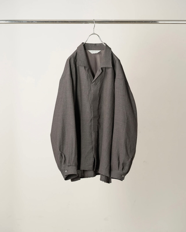 ANCELLM / WOOL CROSS-LINE SHIRT (BROWN)