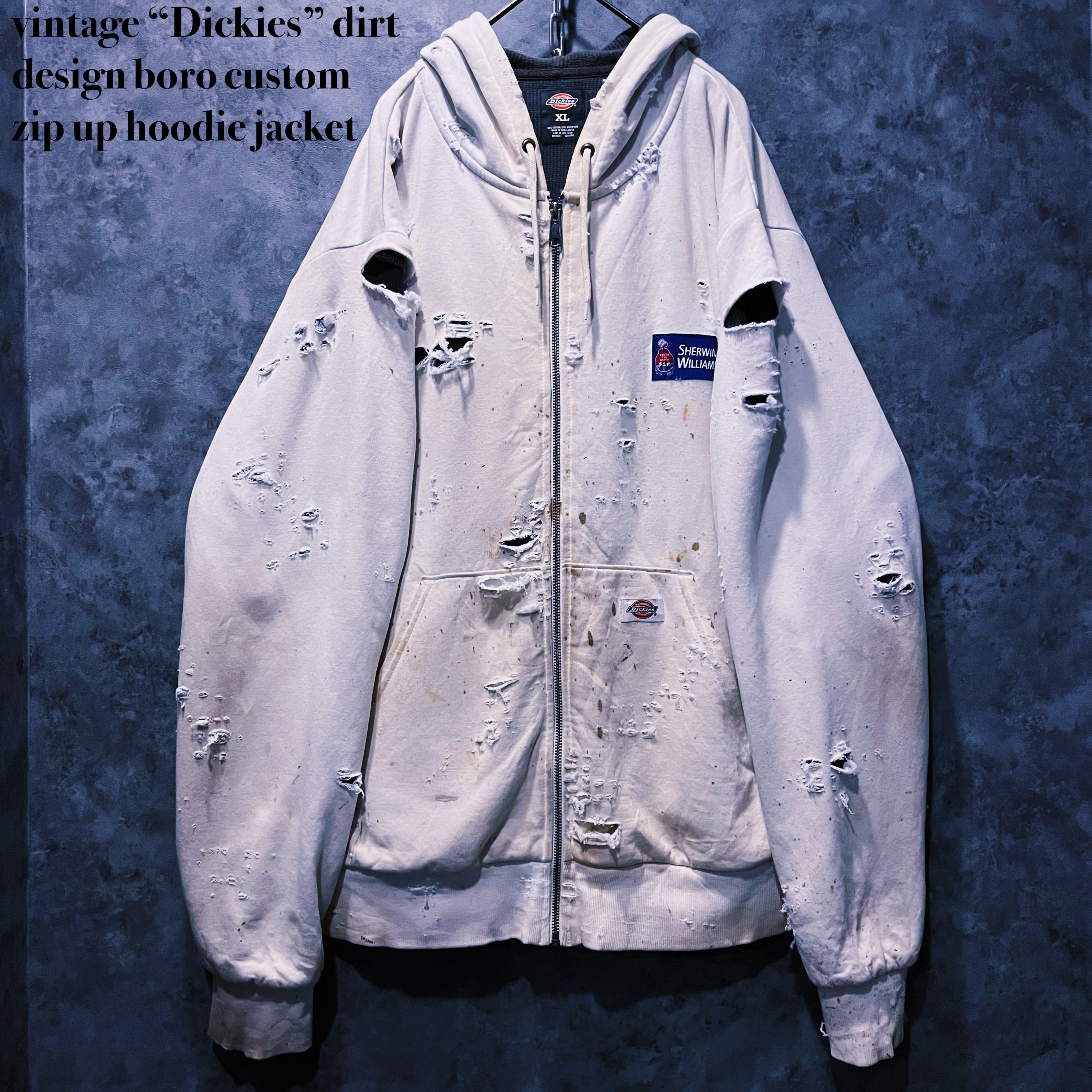 【doppio】vintage “Dickies” dirt design boro custom zip up hoodie jacket