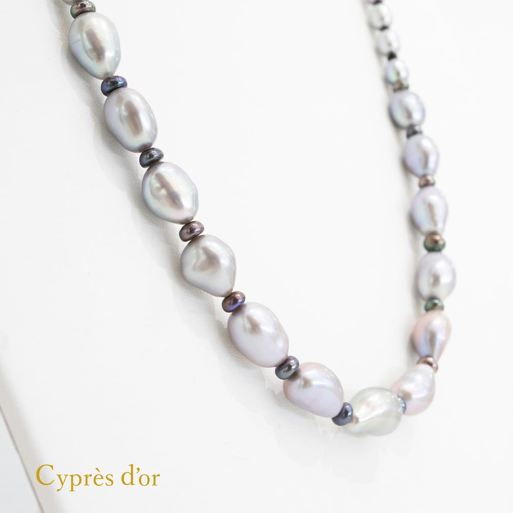 送料無料】グレーパール スピネル ラピスラズリ 普段使い ロング