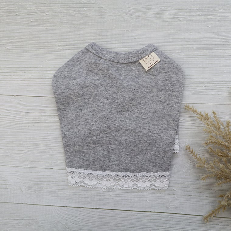 mellow lace t-shirt S ~ XL 3color  /  犬服 秋冬 Tシャツ 重ね着 長袖 部屋着 抜け毛対策 無地 シンプル ストレッチ 可愛い 犬の服 ドッグウェア 小型犬 中型犬