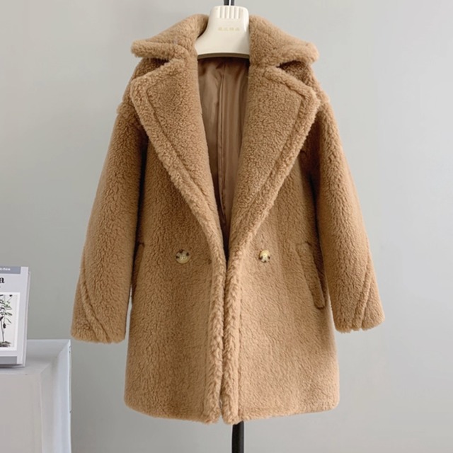 テディベア コート 羊毛 ウールファー アウター ボアジャケット 5色 冬 ムートンファー