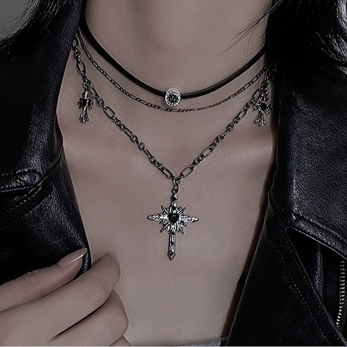 cross layered necklace / l0057
