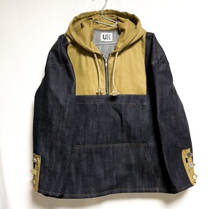 UNFINISHEDビッグシルエットダメージデニムパーカー濃紺