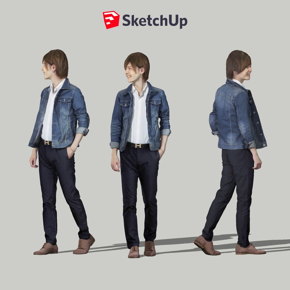 SketchUp素材　3D人物モデル ( Posed ) 087_Ren - 画像1