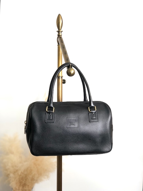 BURBERRY バーバリー ハンドバッグ ブラック ロゴ型押し レザー ミニボストン vintage ヴィンテージ オールド nyp64d