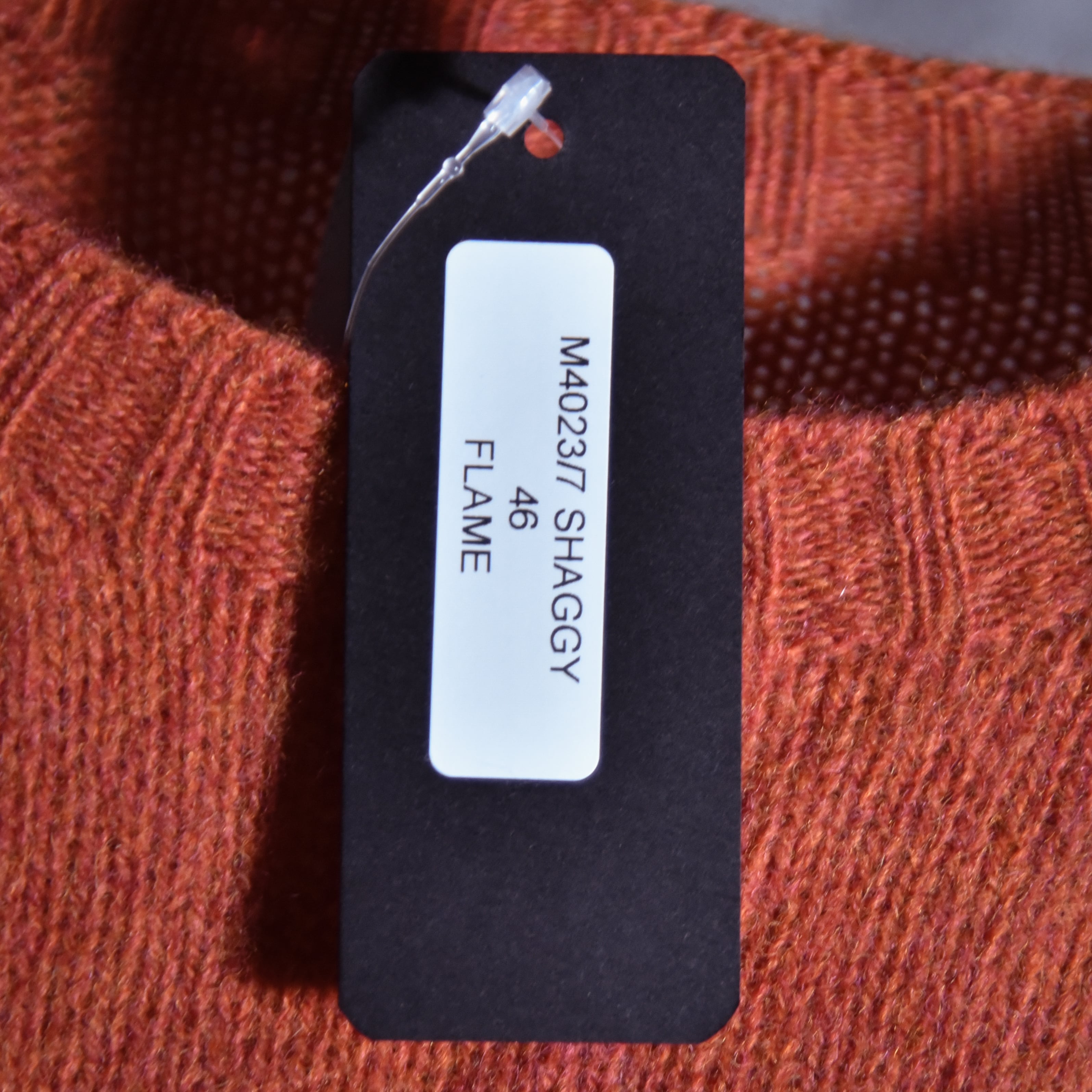 BRICK Shaggy Dog Shetland Wool Knit Sweater Crew Neck FLAME