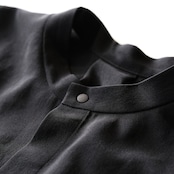 itochi【予約item】 - Polyester voile pleated sleeve blouse / black