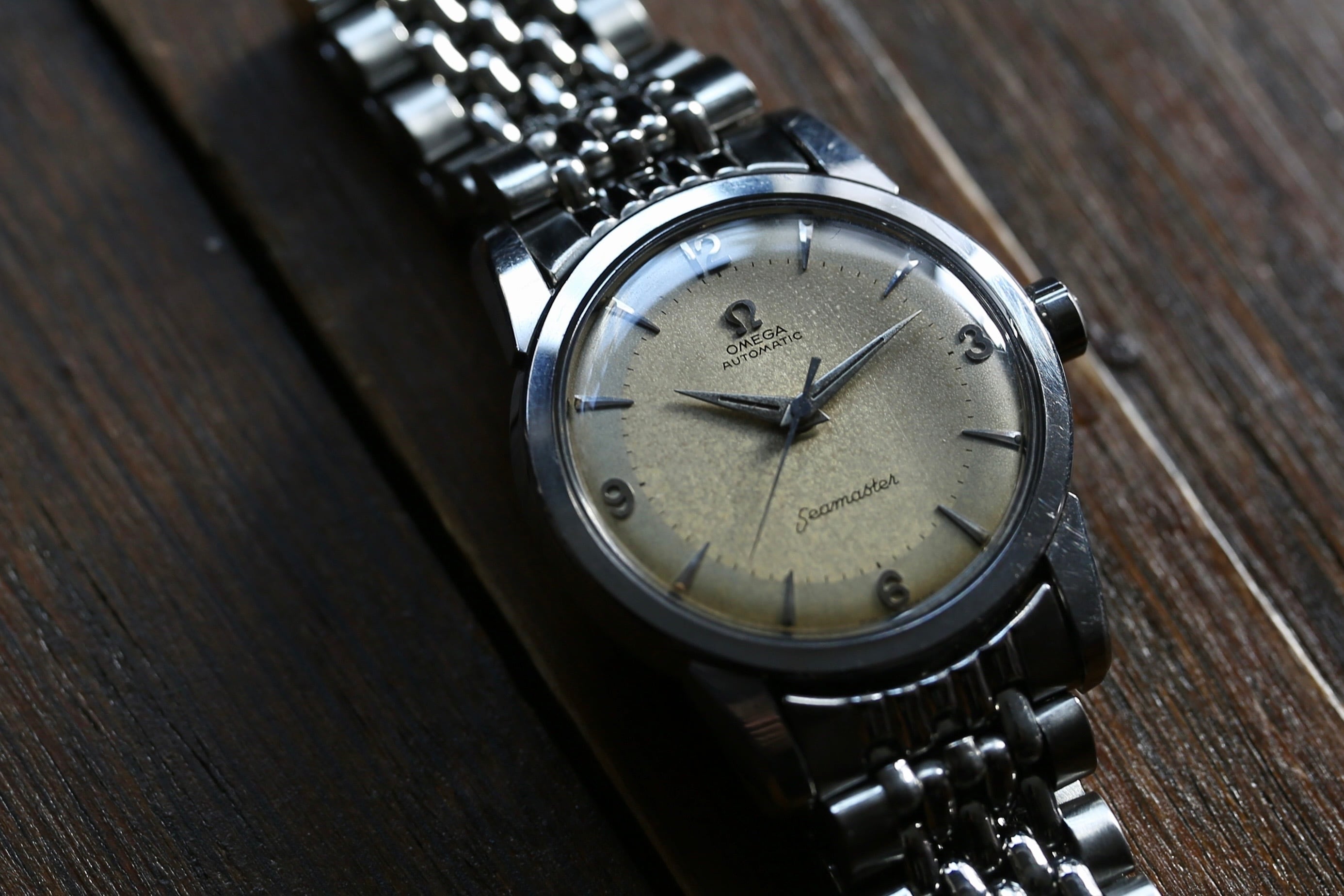 OMEGA】 1955年製 オメガ シーマスター 第三世代 飛びアラビア×2トーン