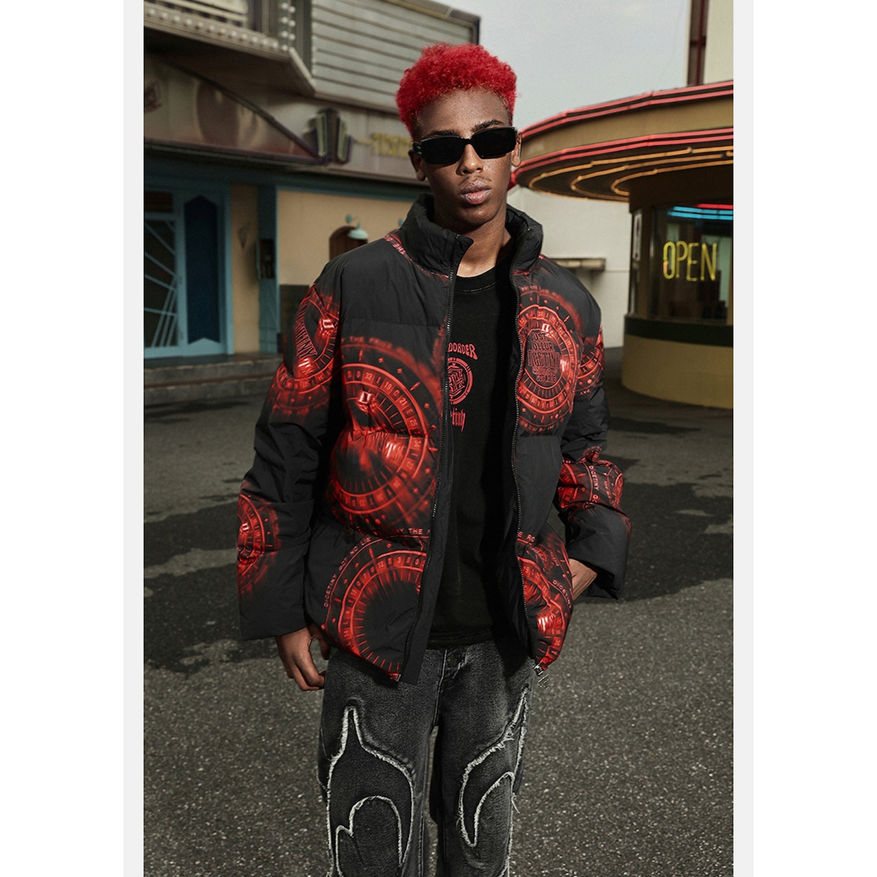 【暖かさUP】ストリート  DICETINYルーレットダイス ダウンジャケット T1290