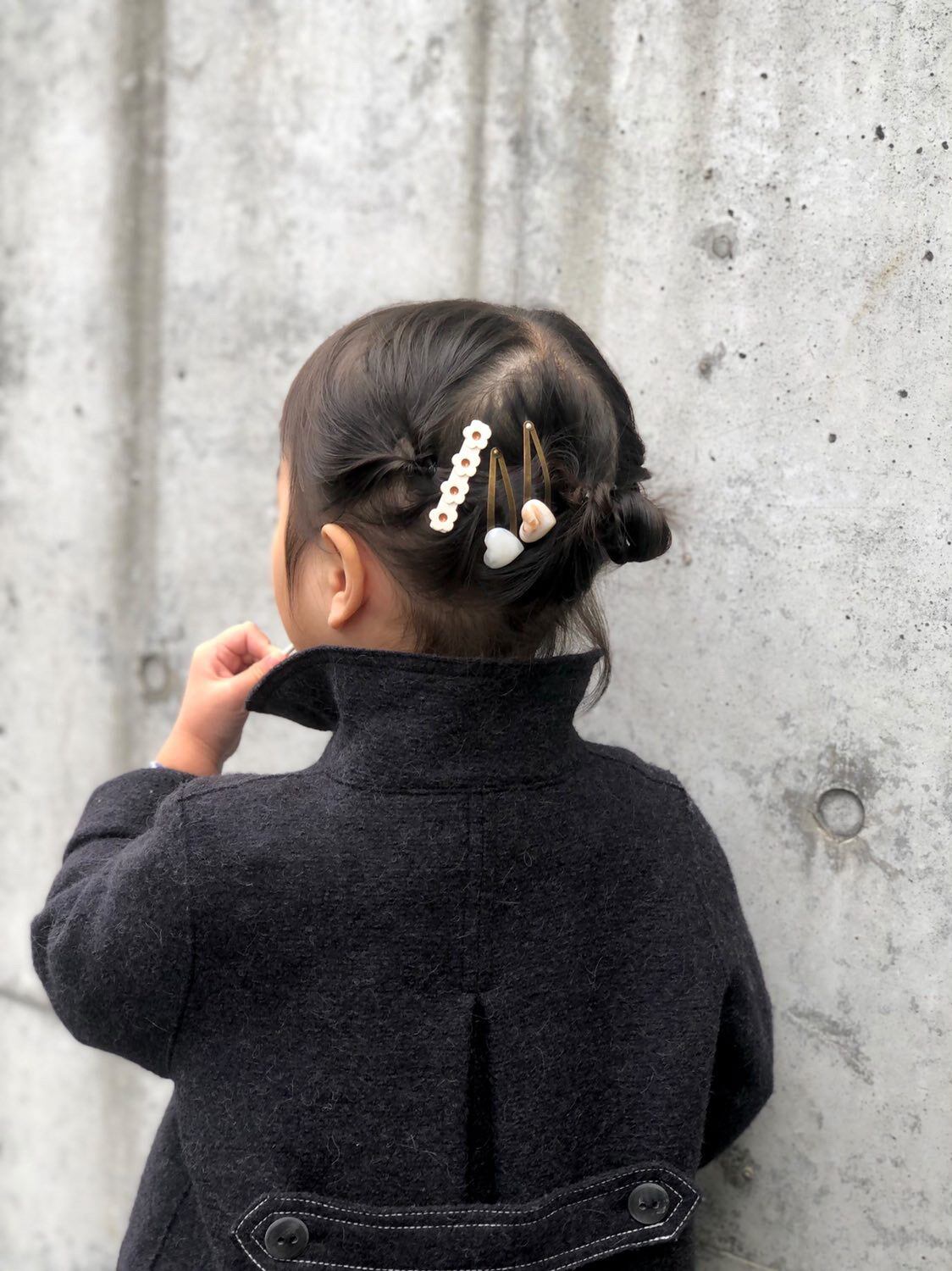 handmade】ハートヘアピン アクセサリー キッズアクセサリー ベビー