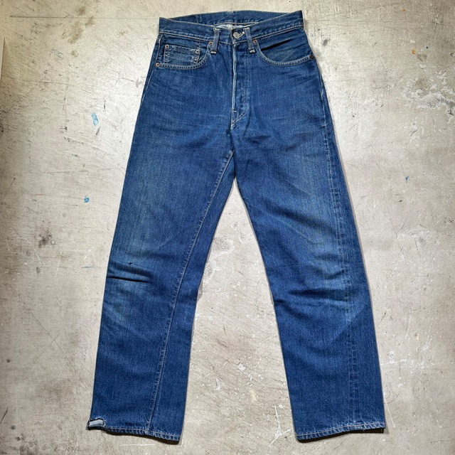 60's LEVI'S リーバイス 501 Big E デニム Sタイプ Vステッチ 足長R 刻印2 不均等V イエローステッチ 濃いめ ウエスト実寸W28 USA製 希少 ヴィンテージ BA-2522 RM2941H