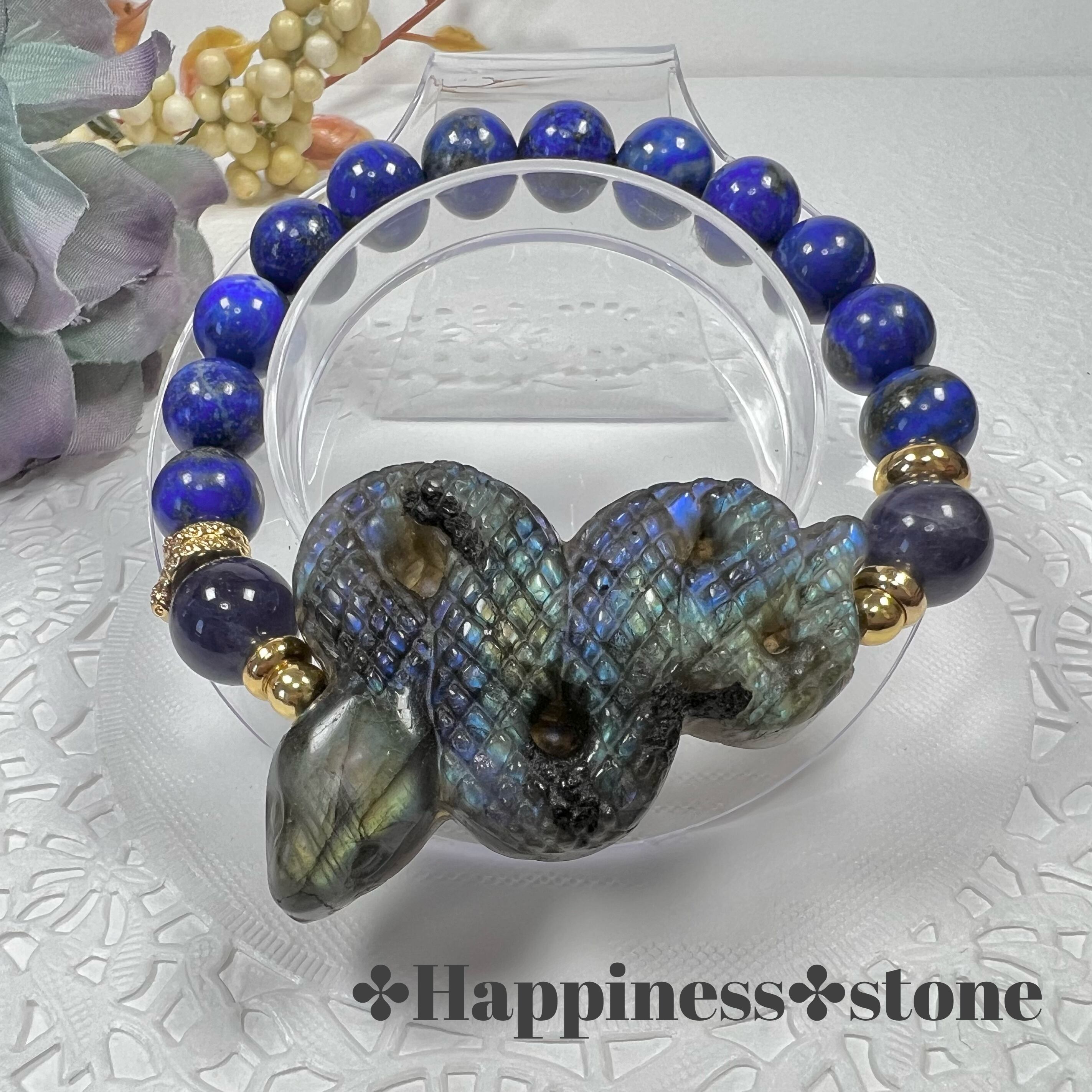 【高品質ラブラドライト 蛇 ブレスレット】ユニセックス プレゼント 父の日