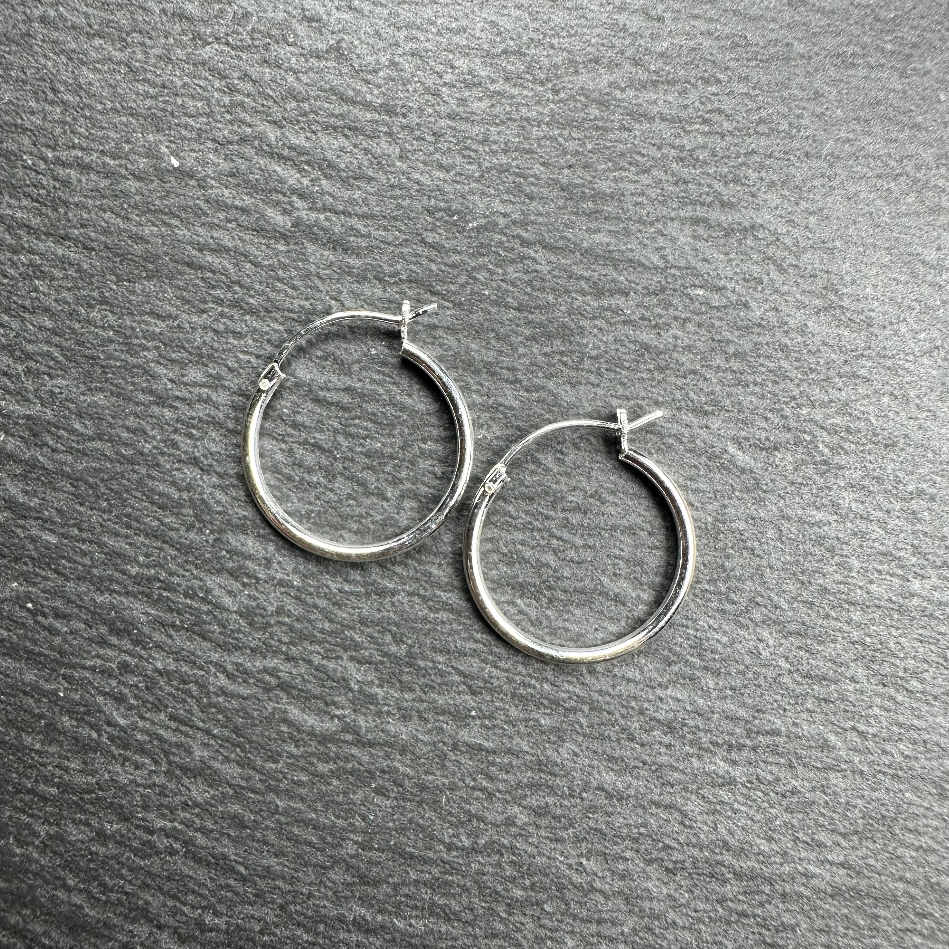 シルバー925 silver シンプルフープピアス/軽研磨仕上げ