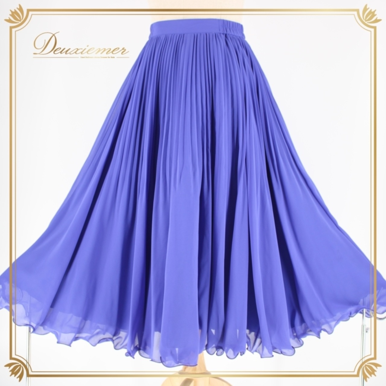 社交ダンス 衣装 スタンダード スカート レッスンウェア オールシーズン 紫 無地 シンプル パープル系 練習着 派手 単色 フォーマル プリーツ プレーティング 膝下丈 ダンスウェア 華やか エレガント ピアソラ 大人向け 発表会 競技用 フィット感 軽量 柔らかい 美しい 伸縮素材