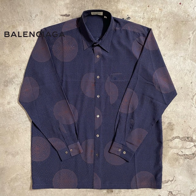〖BALENCIAGA〗geometric pattern design retro shirt/バレンシアガ 幾何学模様 デザイン レトロ シャツ/lsize/#0623/osaka