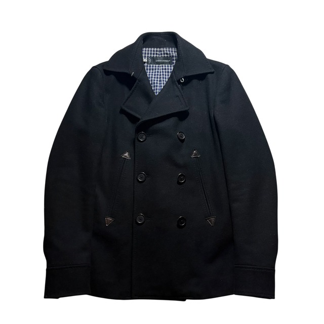 2011aw DSQUARED2 black melton wool pea coat