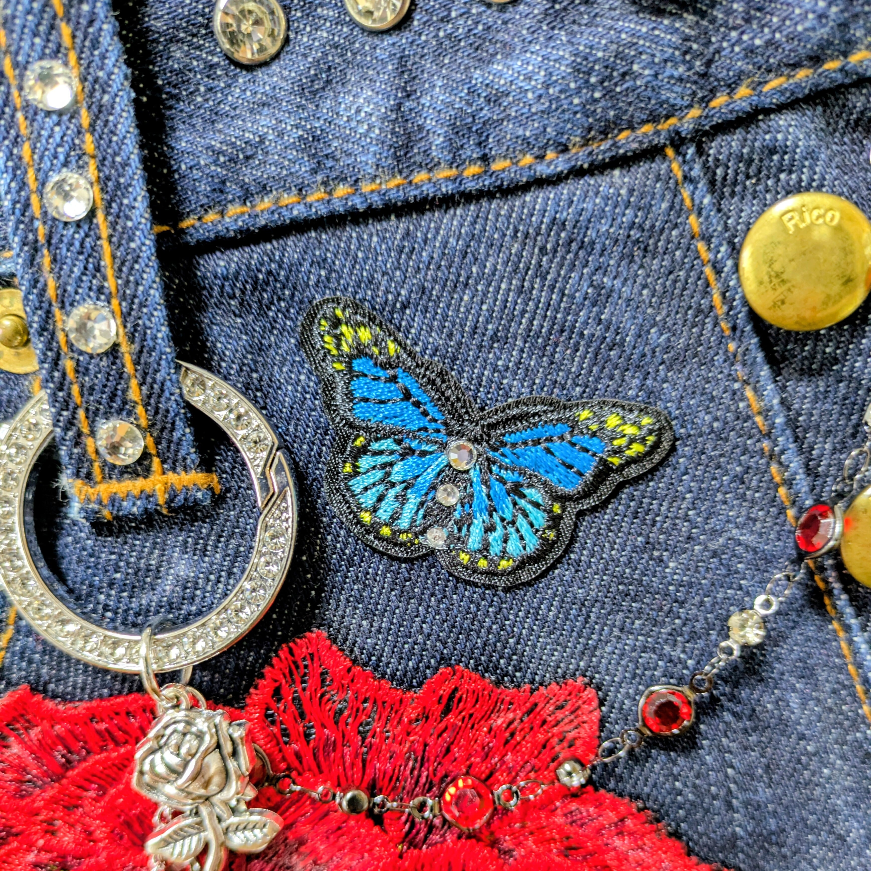 Blue Butterfly】デニムリメイク トートバッグ（専用商品） | pipin