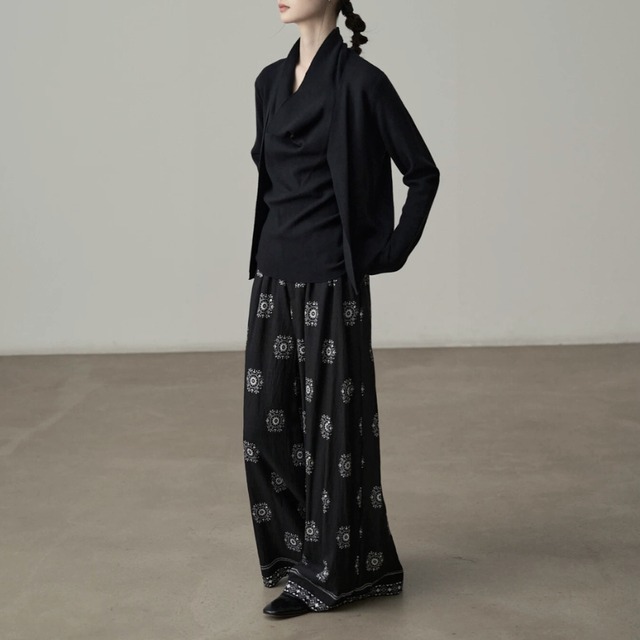 Drape neck knit two-piece set【2color】 C1346