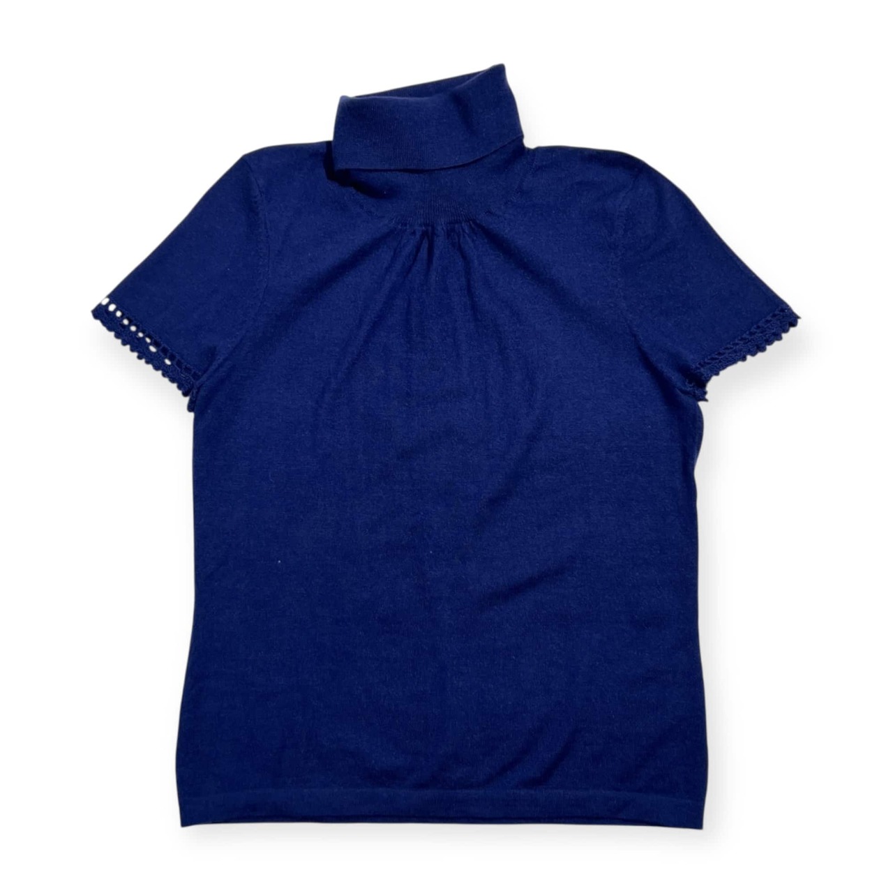 カシミヤ100% K.T KIYOKO TAKASE キヨコタカセ ハイゲージ タートルネック 半袖 ニット 9 /ネイビー 青紫系 レディース