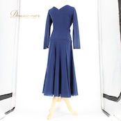 社交ダンス 衣装 スタンダード ドレス ワンピース レッスンウェア パーティドレス レディース ネイビー系 紺 Fantasy ファンタジー 無地 大人 ネイビー 成人用 エレガント フォーマル ドレスアップ 演出 シンプル 高品質 ポリエステル製 伸縮性 結婚式 2次会 発表会 ステージ衣装 体型カバー ルームウェア スタイルアップ