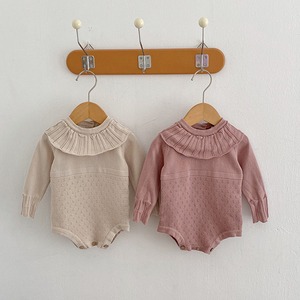 【秋作】フリル襟ニットロンパース　全2色