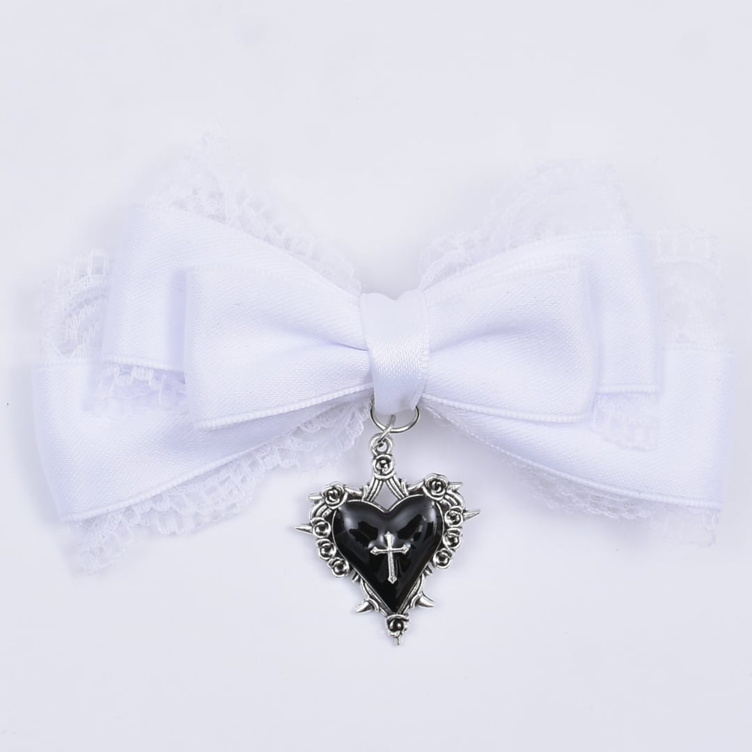 Heart E リボンクロスネックレス&リボンリングセット 2/25新着】レースゴシックハートリボンヘアピン | VOLCAN&APHRODITE