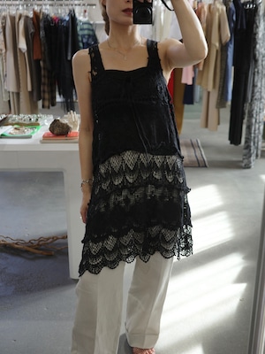 <vintage>black crochet tunic