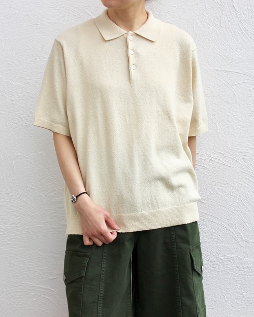 ATON/half sleeve polo sweater