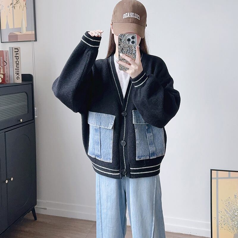 【outer】デニムポケットカーディガン Q6517