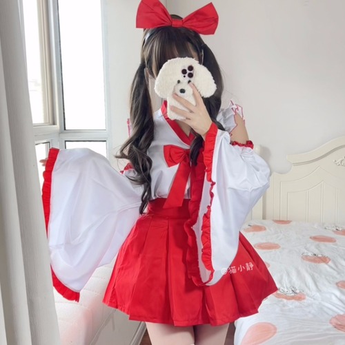 ゆめかわ♡巫女さん風メイド服セット　kos59★