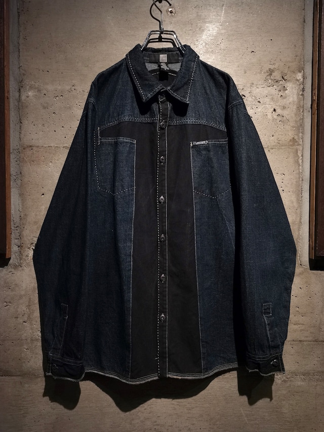 【Caka】"MARIHE+FRANCOIS GIRBAUD" Colo Swiching Loose Denim Shirt Jacket