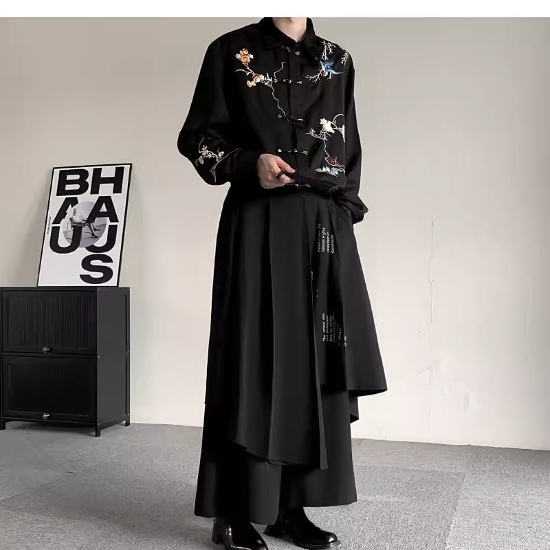 アシンメトリー ミモレ丈 スカート風 ワイドパンツ 1color MPA0229