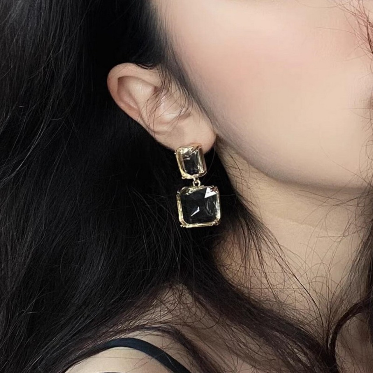 レトロジェムストーンピアス W10182