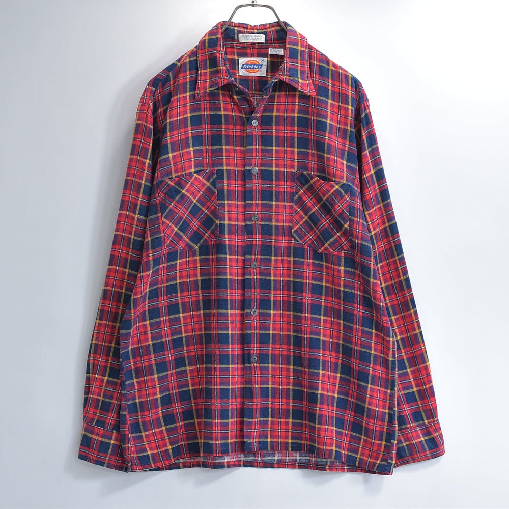 Dickies プリントネルシャツ L USA製 80〜90s 80～90s Dickies ディッキーズ チェック柄 プリントネルシャツ