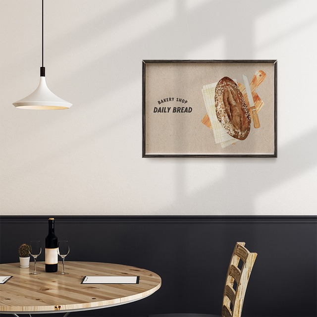 パンのキッチンポスター　/ i1262 / クロワッサンやフランスパンなど　インテリアポスター