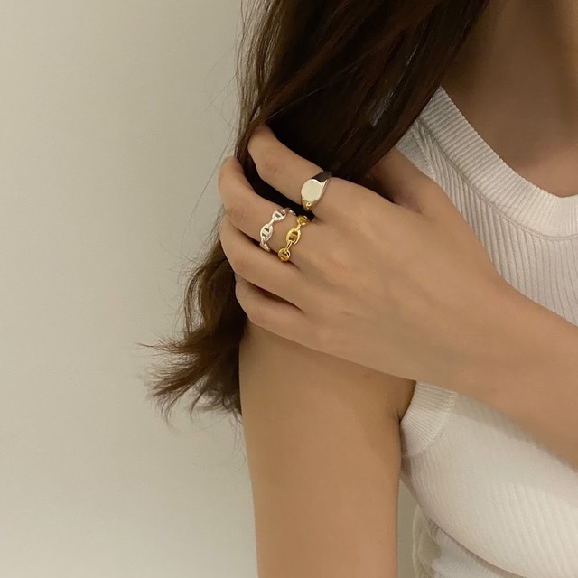 S925 2set mini H ring (R177)