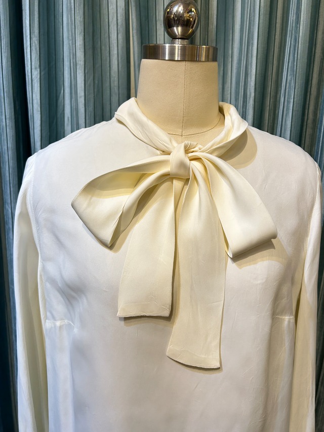 60’s white ribbon tie blouse