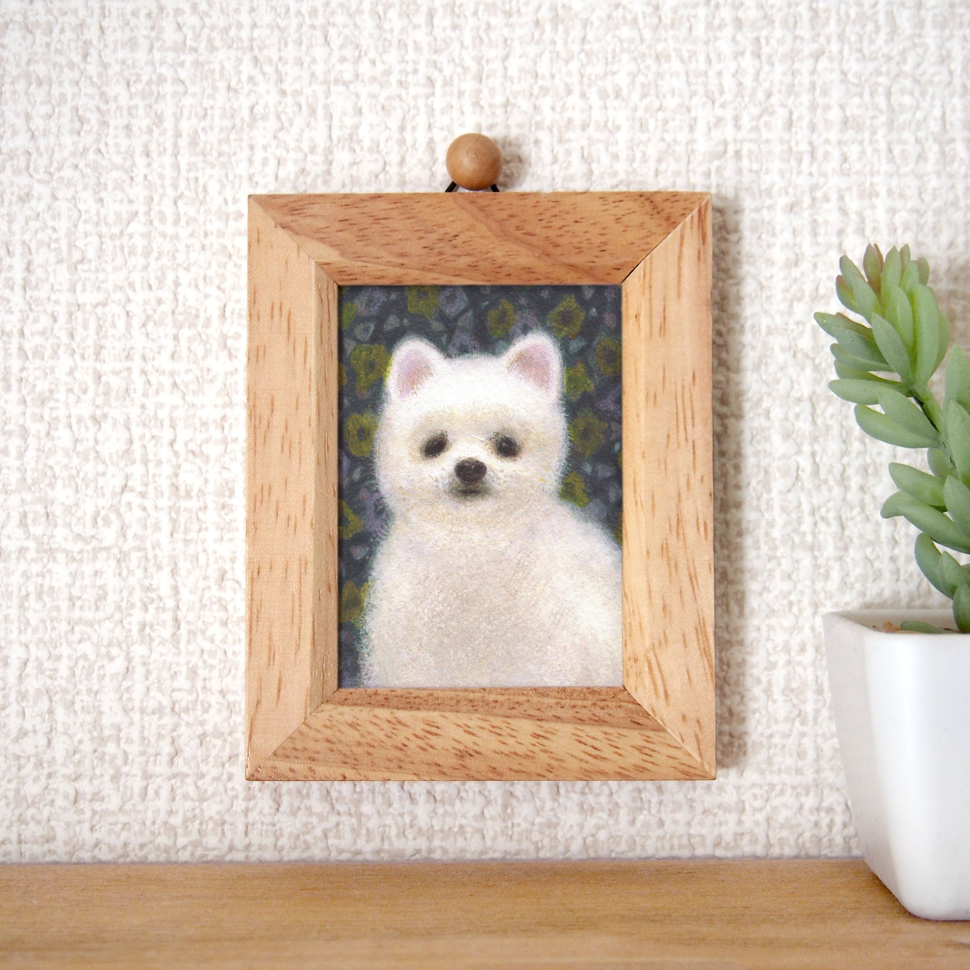 小さな複製画（額付き） ＊犬（ポメラニアン） | さらさまゆこ Online Shop
