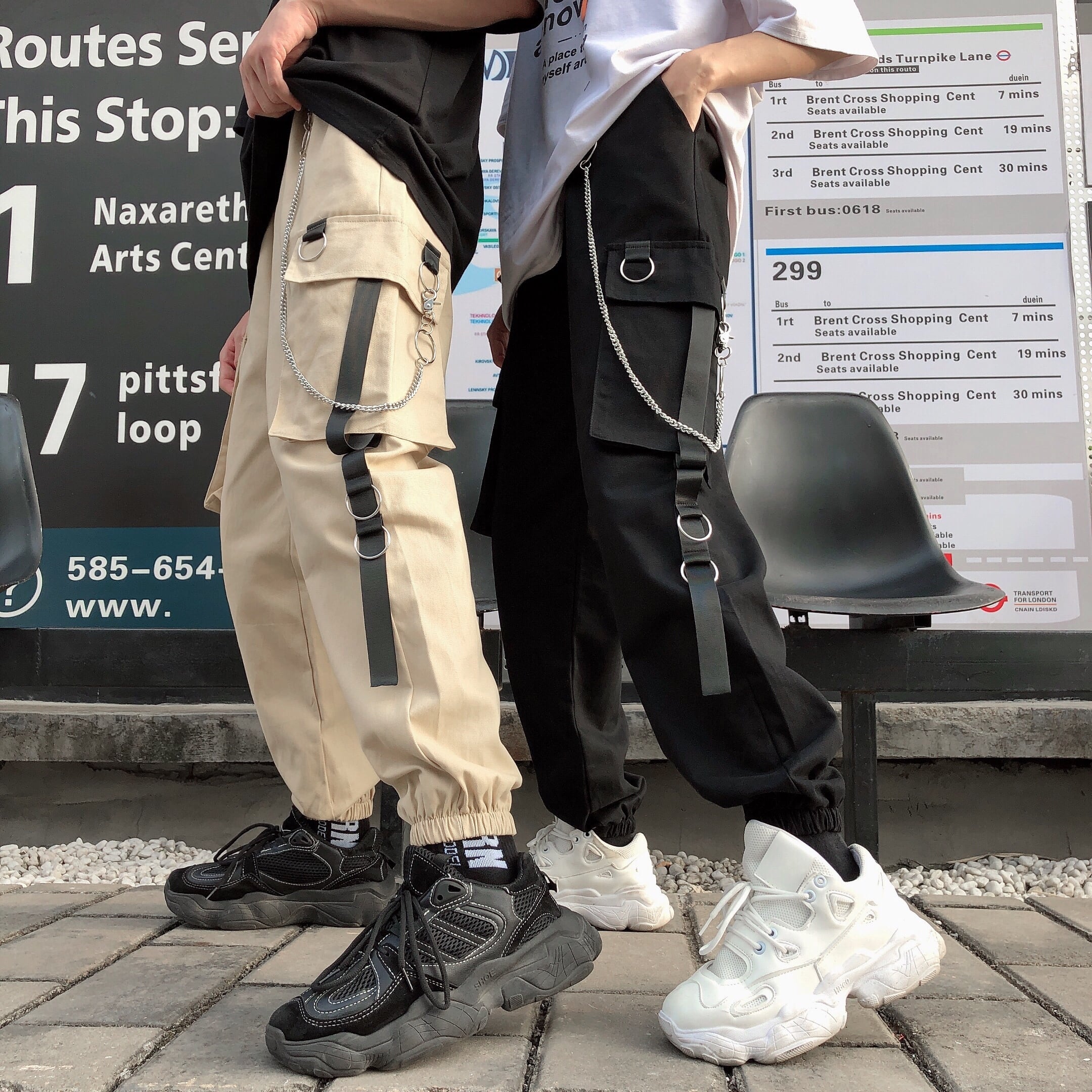 パンツ原宿風レトロワイルドウェビングオーバーオールゆったりハイ