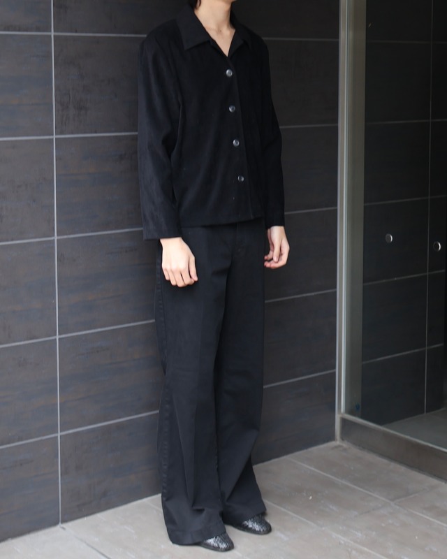 Long length wide flare denim pants