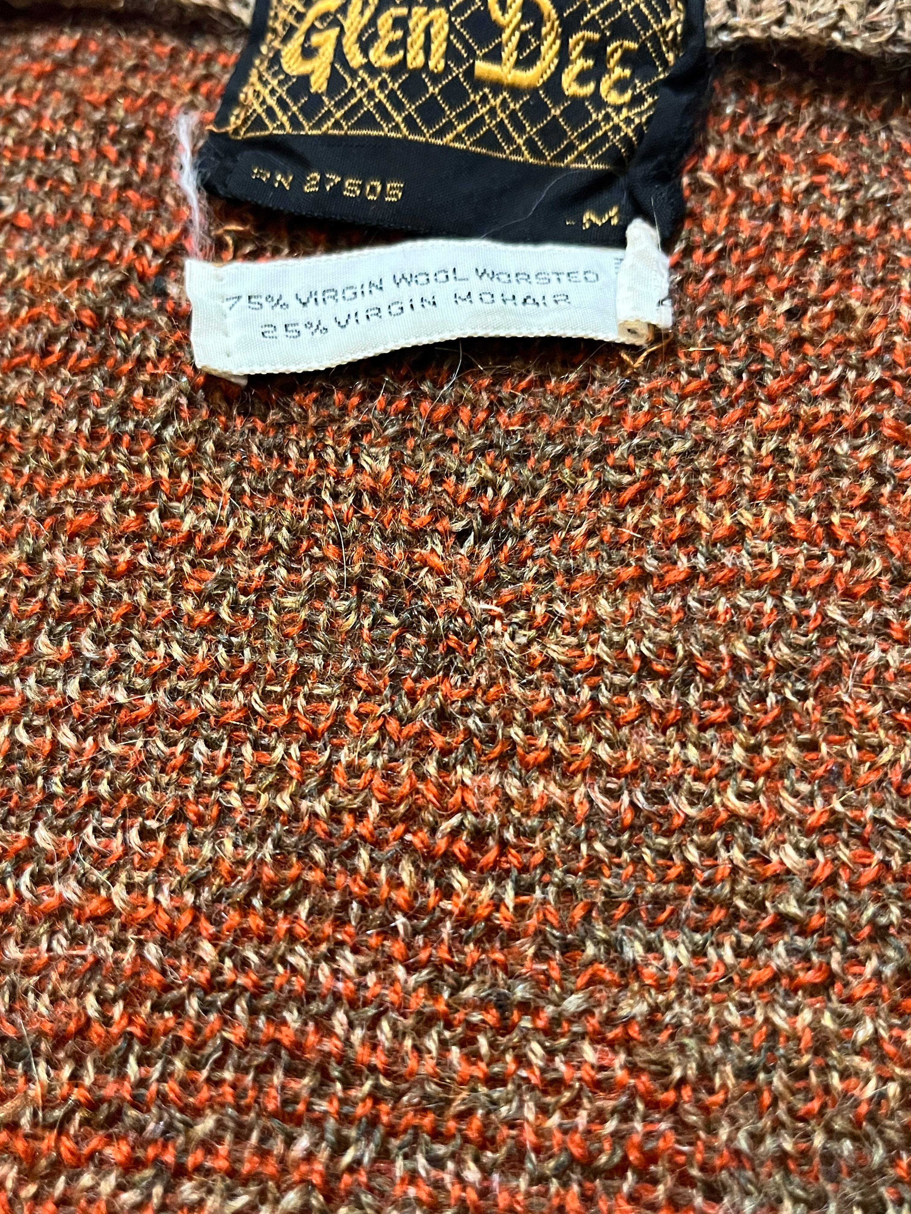 60s Glen Dee Argyle Shaggy Mohair Wool Cardigan 60年代 グレン