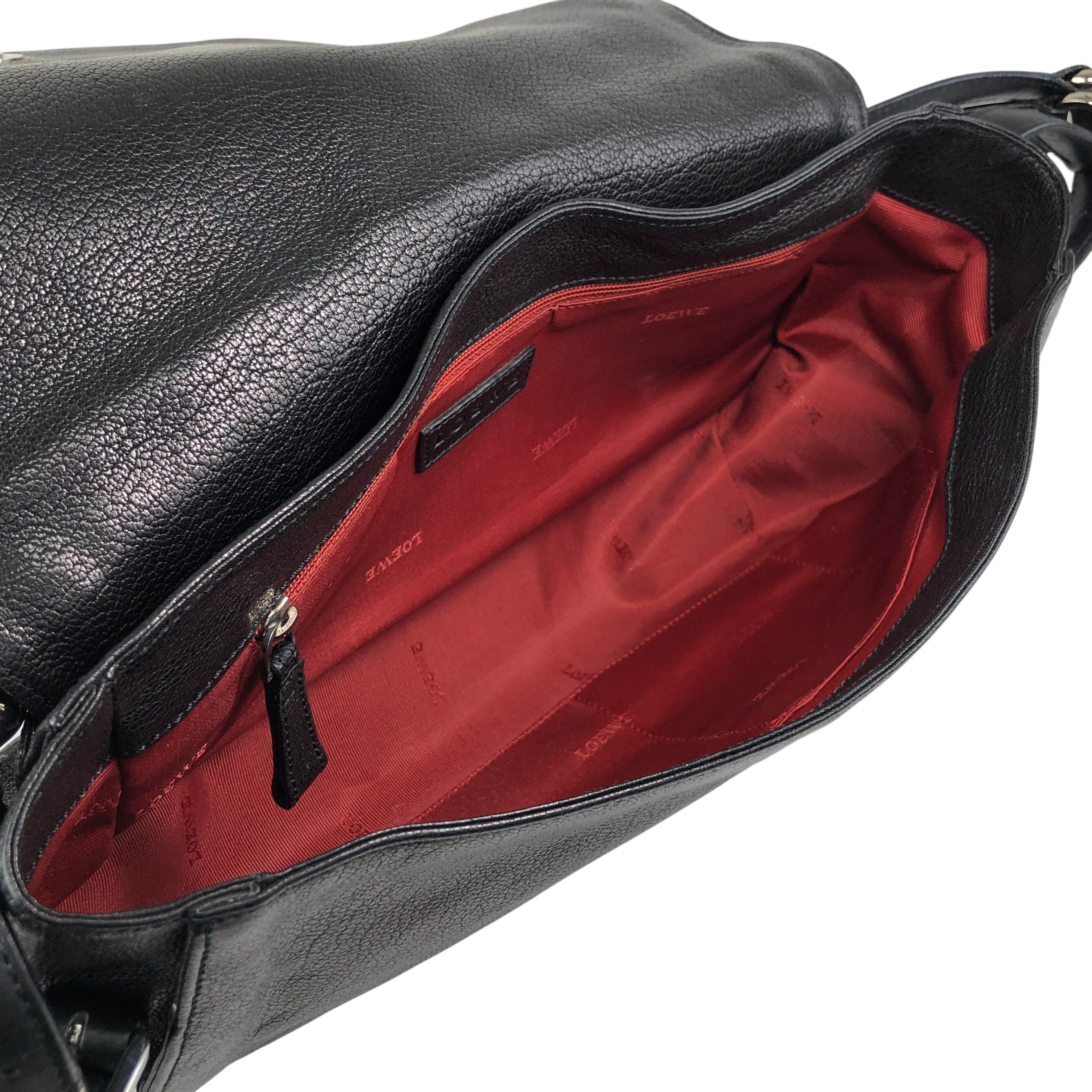 ロエベ スペイン製 スタッズ アナグラム レザー ワンショルダーバッグ ブラック LOEWE アナグラムスタッズレザーワンショルダーバッグ | Hedy