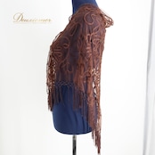 フラメンコ 衣装 シージョ ピキージョ 小物 ブラウン系 茶色 花柄 ラメ レース トライアングル フレコ ダンス 三角形 装飾 練習 舞台 発表会 花模様 エレガント コスチューム スパンコール 透け感 フリンジ おしゃれ 衣装 かわいい