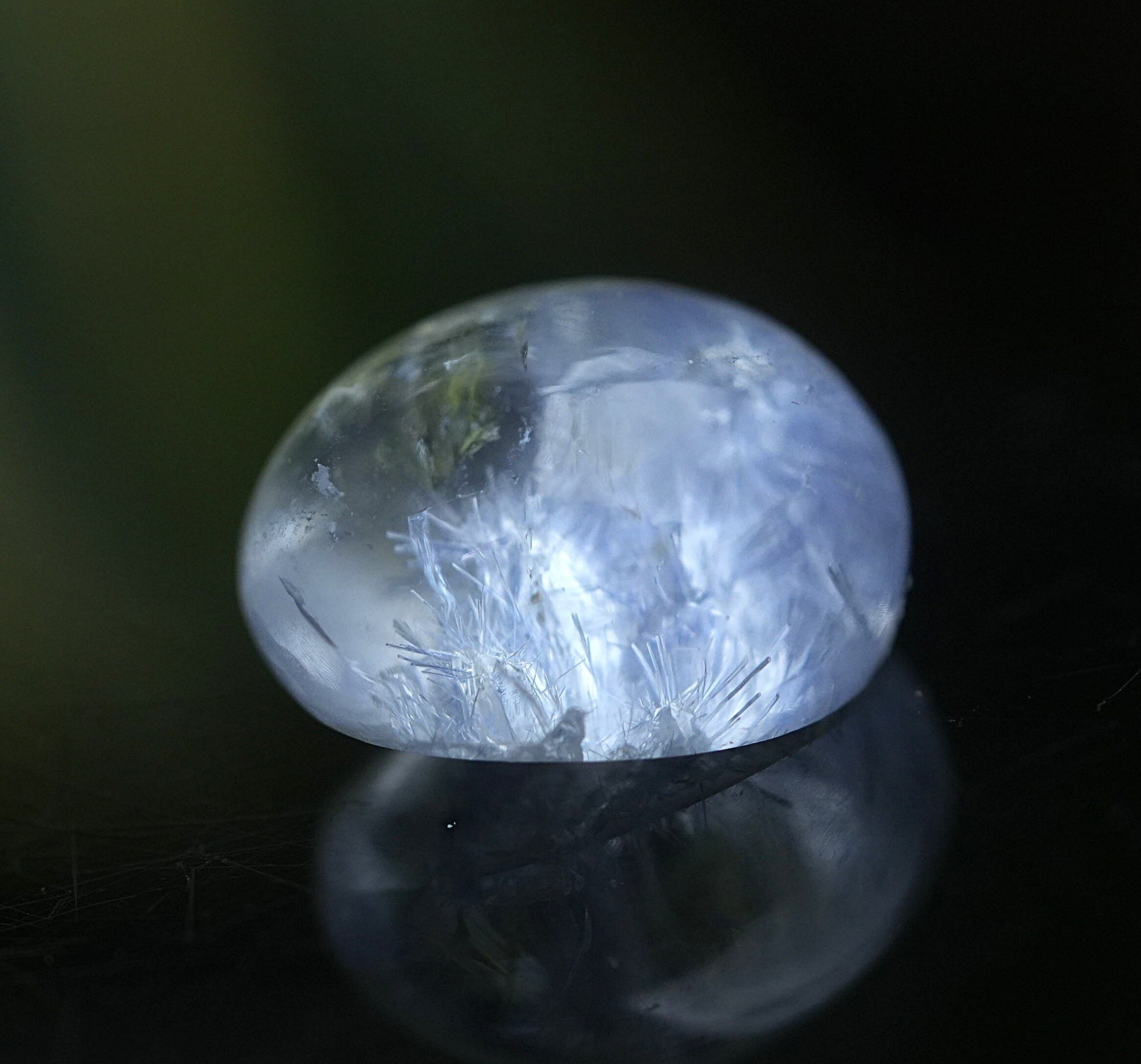 レア 水晶ルチル花☆デュモルチェライトインクォーツ ルースs1515