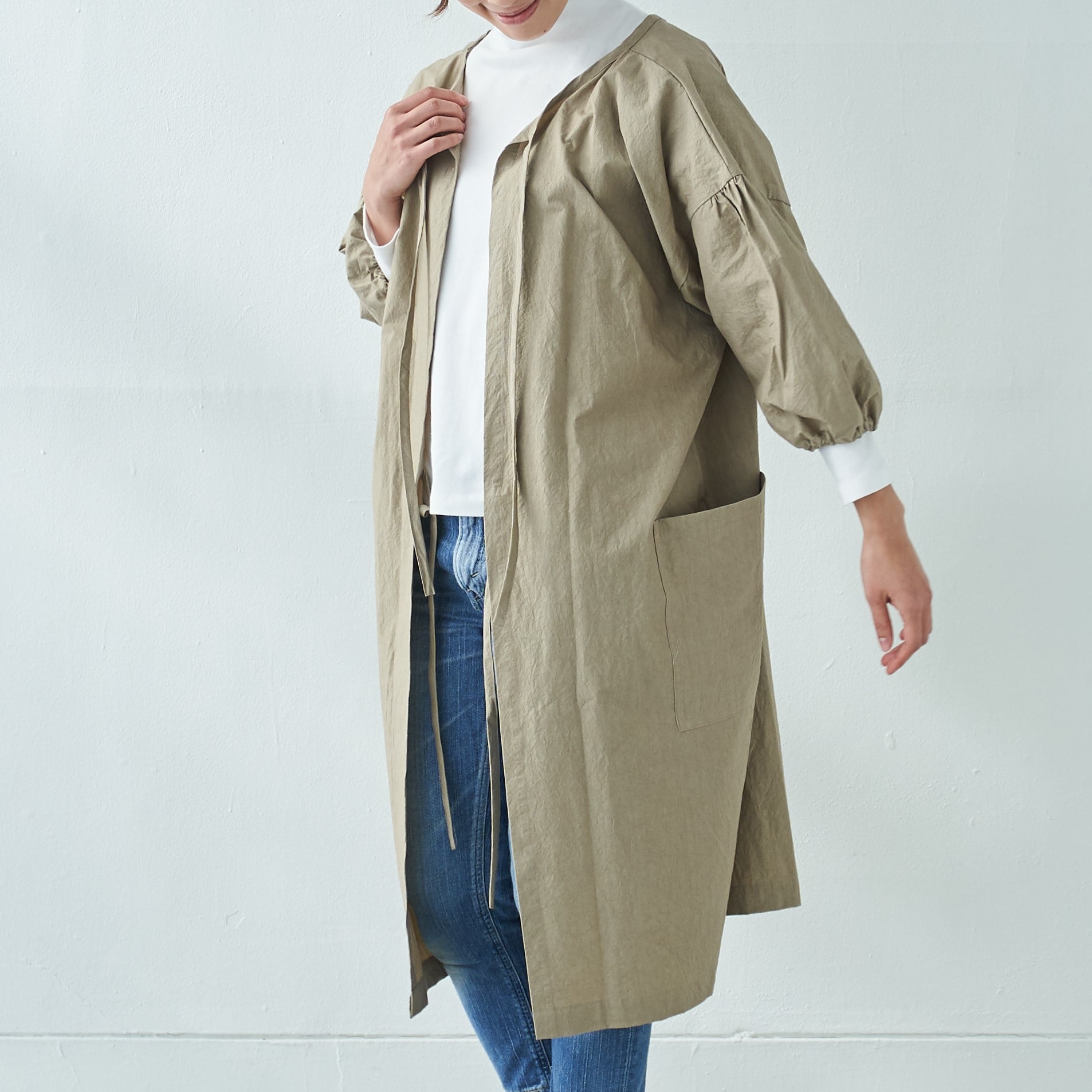 エプロンコート apron coat / コットン cotton / black・beige