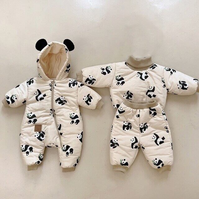 【BABY&KID】可愛いパンダ防寒ロンパース、セットアップ
