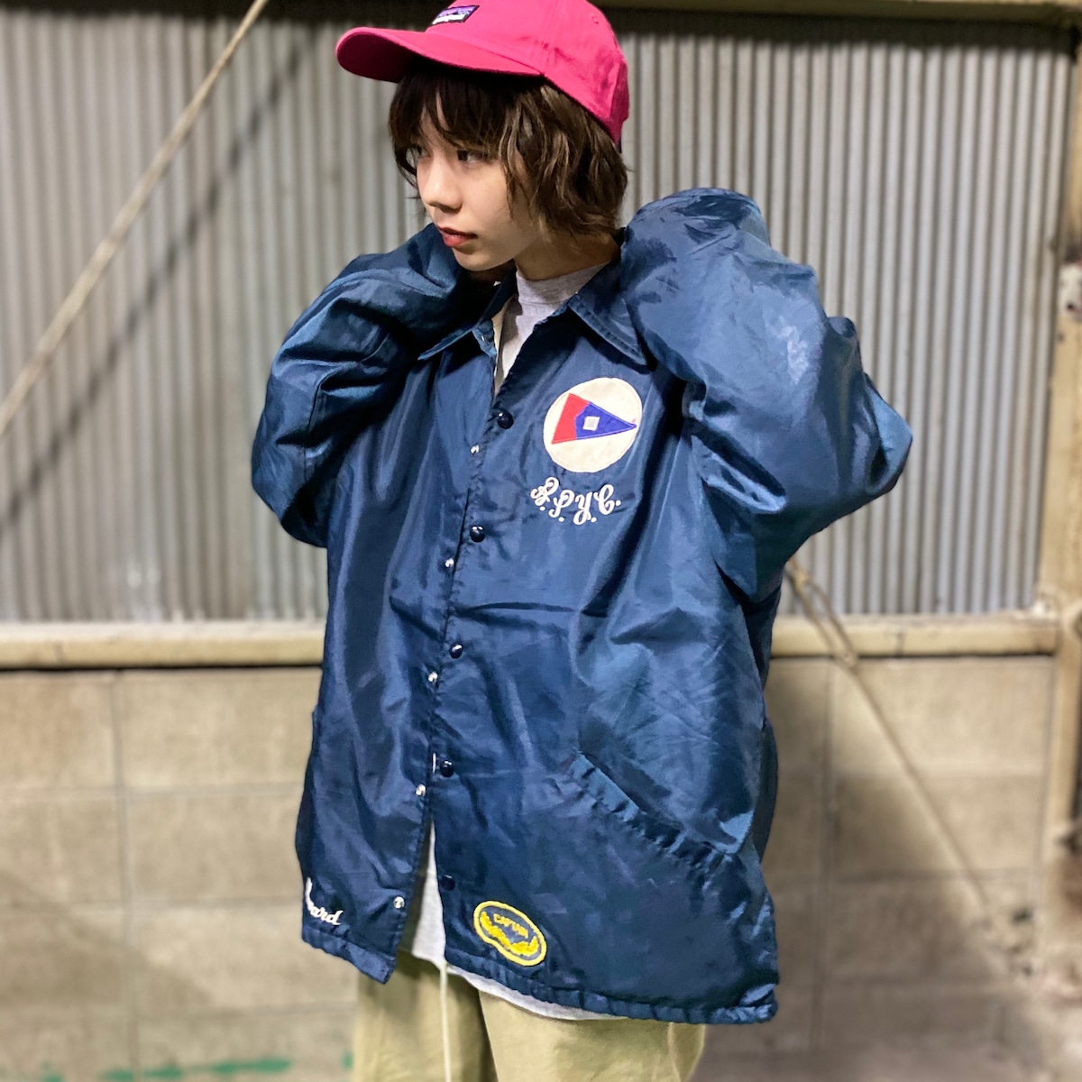 70年代 ビンテージ ナイロンコーチジャケット バックロゴ ワッペン 